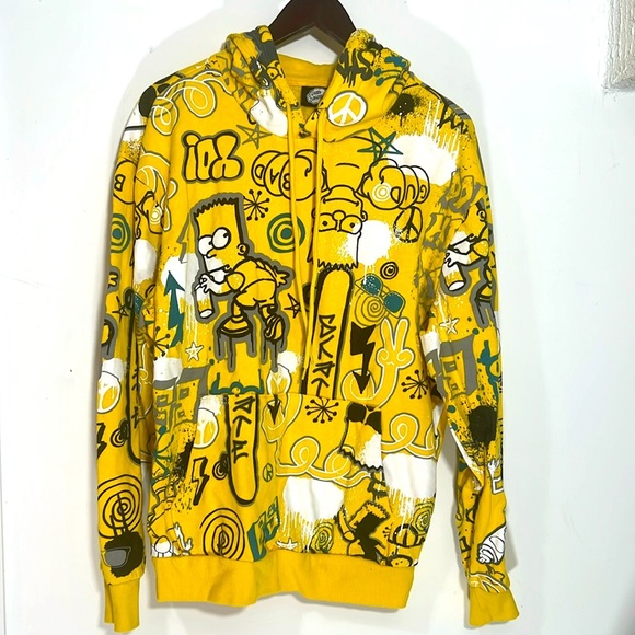 the simpsons Other - Graphic Yellow Hoodie with Cartoon Print
